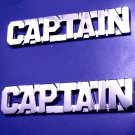 Captain Collar Pin Set Nickel Cut Out Letters Police Security Officer Rank 2423