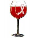 Pink Ribbon Lapel Pin Red Wine Glass Breast Cancer Awareness Tasting Cause New