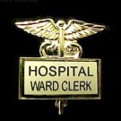Hospital Ward Clerk Gold Plate Medical Insignia Emblem Pin Caduceus 3519G New