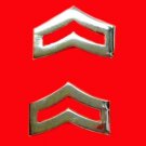 Corporal Chevron Collar Device Pin Set 1" Rank Insignia Police Nickel 763 New
