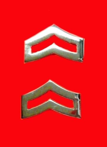 Corporal Chevron Collar Device Pin Set 1" Rank Insignia Police Nickel 763 New