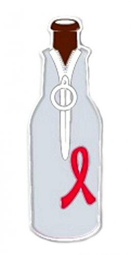 Stroke Victim Red Awareness Ribbon Beer Bottle Koozie Huggie Cover Lapel Pin New