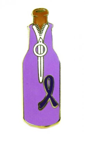 Thyroid Cancer Awareness Purple Ribbon Beer Bottle Koozie Huggie Lapel Pin New