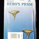 Caduceus Medical Officer Pin 2 Piece Set Collar Device Gold Tac Military New