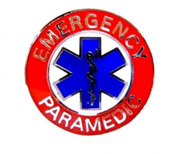 Emergency Paramedic Collar Pin Device Two Post Silver Red Blue Star of Life 64S2