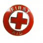 First Aid Red Cross Lapel Pin Gold Trim Cap Tac Tack Metal Clutch Back 69G1 New