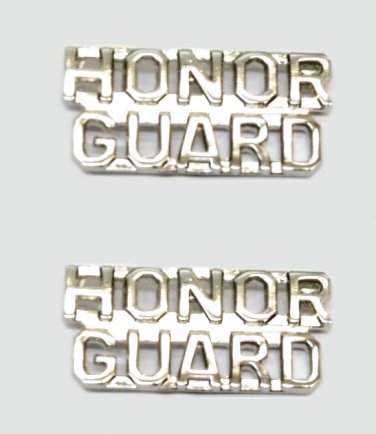 Honor Guard Collar Pin Set Fire Dept Police Military Nickel Cut Out Letters 2227