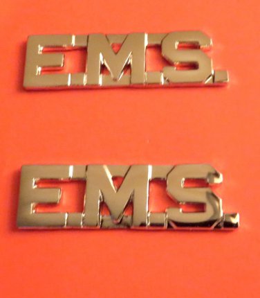 EMS Collar Pin Set Nickel Cut Out Letters Emergency Medical Services 2505 New
