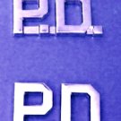 P.D. Collar Pin Police Department Set PD Nickel Metal Cut Out Letters 2515 New