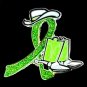 Muscular Dystrophy Lime Glitter Ribbon Cowgirl Cowboy Western Boots Hat Pin