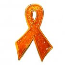 Lupus Awareness Lapel Pin Support Orange Ribbon Bling Sparkle New
