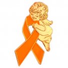 Hunger Awareness Pin Orange Ribbon Guardian Angel New