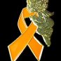 Melanoma Awareness Pin Orange Ribbon Guardian Angel New