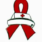 Huffing Awareness Pin Red Ribbon Support Nurse Cap New