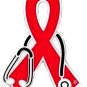 AIDS Awareness Pin Red Ribbon Stethoscope Doctor Nurse