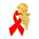 Dysautonomia Lapel Pin Red Awareness Ribbon Guardian Angel New