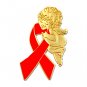 Dysautonomia Lapel Pin Red Awareness Ribbon Guardian Angel New