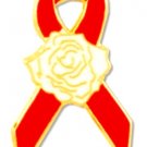 Dysautonomia Awareness Pin Red Ribbon White Rose Hope New