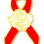 Dysautonomia Awareness Pin Red Ribbon White Rose Hope New