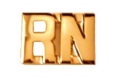 RN Collar Pin Set Gold Cut Out Letters Registered Nurse Nursing 2456 3/8" Tall