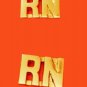 RN Collar Pin Set Gold Cut Out Letters Registered Nurse Nursing 2456 3/8" Tall