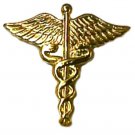 Caduceus Lapel Pin Tac Wings Medical Officer Gold Plate Cap Collar Serpent New