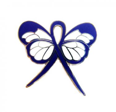 Blue Ribbon Butterfly Pin Dysautonomia Awareness Month is March New