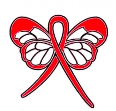 Dysautonomia Awareness Month is March Red Ribbon Butterfly Lapel Pin New