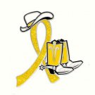 Adoptive Parents Yellow Glitter Ribbon Cowgirl Cowboy Western Boots Hat Pin New