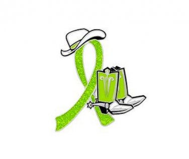 Adult Stem Cell Donor Lime Glitter Ribbon Cowgirl Cowboy Western Boots Hat Pin