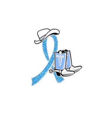 Graves Disease Light Blue Glitter Ribbon Cowgirl Cowboy Western Boots Hat  Pin