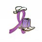 Hodgkin's Disease Lavender Glitter Ribbon Cowgirl Cowboy Western Boots Hat Pin