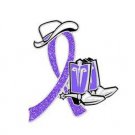 Epilepsy Lavender Lilac Glitter Ribbon Cowgirl Cowboy Western Boots Hat Pin New