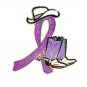 Epilepsy Lavender Lilac Glitter Ribbon Cowgirl Cowboy Western Boots Hat Pin New