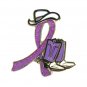 Cancer Awareness Lavender Glitter Ribbon Cowgirl Cowboy Western Boots Hat Pin