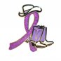 Cancer Awareness Lavender Glitter Ribbon Cowgirl Cowboy Western Boots Hat Pin