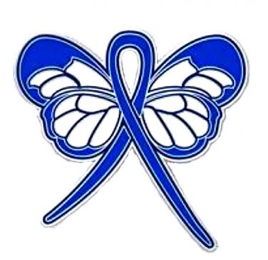 Blue Ribbon Butterfly Pin Huntington's Disease Awareness Month is May New