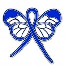 Blue Ribbon Butterfly Lapel Pin Rectal Cancer Awareness Month is March New