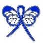 Blue Ribbon Butterfly Lapel Pin Rectal Cancer Awareness Month is March New