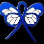 Blue Ribbon Butterfly Lapel Pin Rectal Cancer Awareness Month is March New