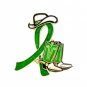 Cerebral Palsy Lapel Pin Green Ribbon Cowboy Western Boots Hat