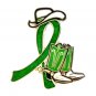 Mental Illness Lapel Pin Green Glitter Ribbon Cowboy Western Boots Hat