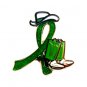 Bipolar Disorder Pin Green Glitter Ribbon Cowboy Western Boots Hat