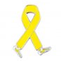 Spina Bifida Lapel Pin Awareness Month October Yellow Ribbon Walking Legs