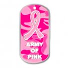 New Breast Cancer Ribbon Dog Tag Army of Pink Camo Pin