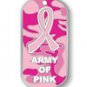 New Breast Cancer Ribbon Dog Tag Army of Pink Camo Pin