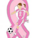 Breast Cancer Awareness Ribbon Soccer Player Lapel Pin