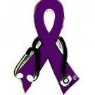 Epilepsy Awareness Pin Dr Nurse Stethoscope Purple Ribbon