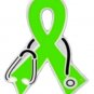 Lymphoma Awareness Stethoscope Lime Green Ribbon Lapel Pin Doctor Nurse New