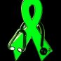 Lymphoma Awareness Stethoscope Lime Green Ribbon Lapel Pin Doctor Nurse New